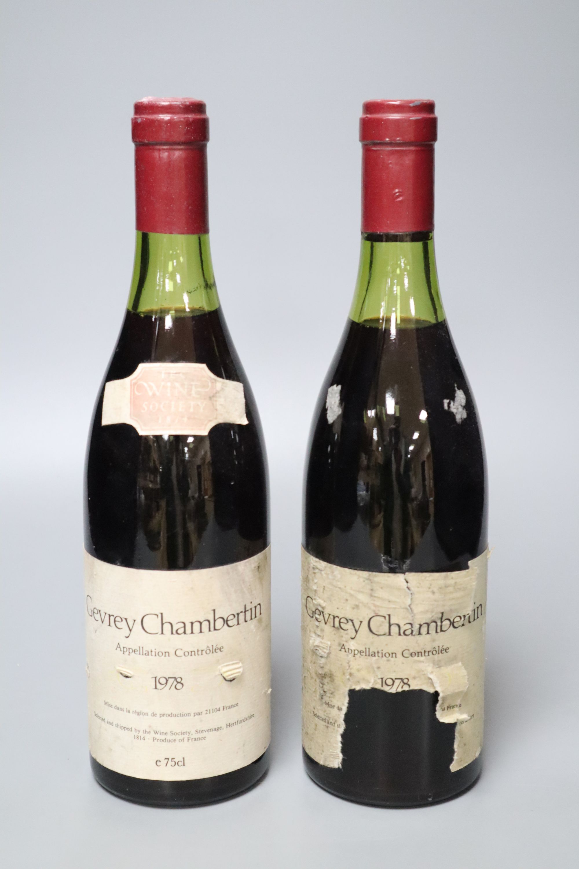 Two bottles of Gevrey Chambertin 1978
